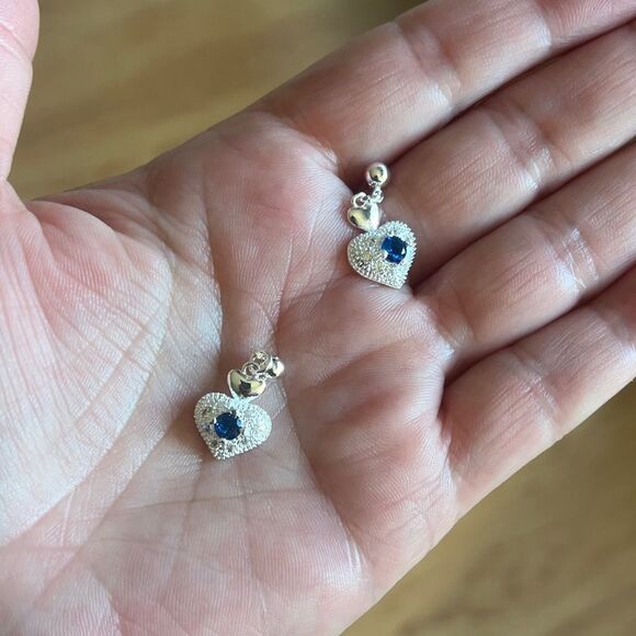 The Something Blue Heart drop earrings in sapphire and 925 - Picture 8 of 8